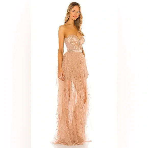 For Love & Lemons X REVOLVE Bustier Gown in Warm‎ Taupe - Picture 2 of 9